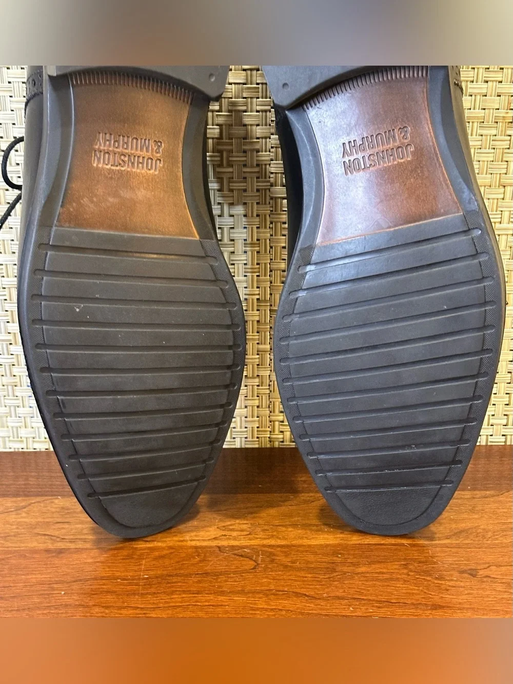 🌟HP🌟Johnston & Murphy Henrick Black Leather Dress Derby's Size 11.5 M